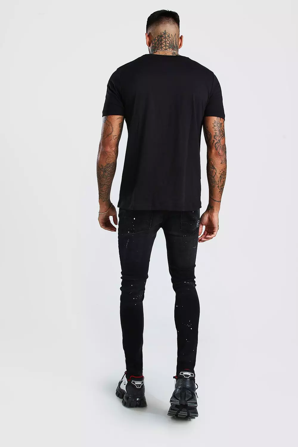 Super Skinny Distressed Paint Splat Jeans | boohooMAN USA